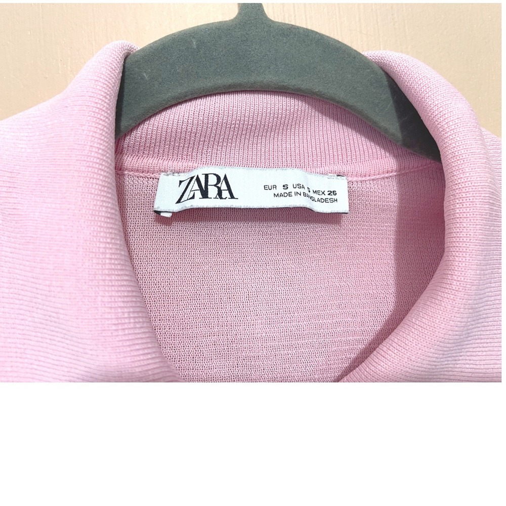 Zara Pink Sleeveless Knit Polo Cropped Sweater Vest Coquette Preppy Balletcore S - Picture 3 of 8